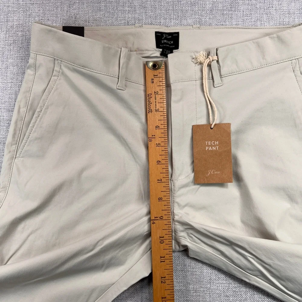 J. Crew 484 Slim Stretch Tech Pants Men 30x32 Khaki Water Resistant Commuter NEW